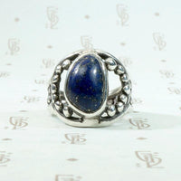 Lapis & Coin Silver Ring with Brutalist Aesthetic