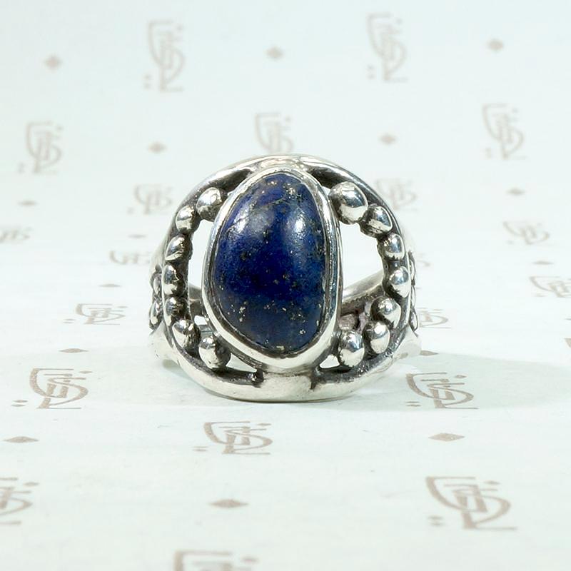 Lapis & Coin Silver Ring with Brutalist Aesthetic