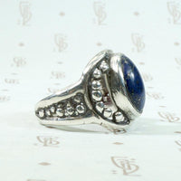 Lapis & Coin Silver Ring with Brutalist Aesthetic