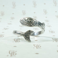 Killer Whale Engraved Sterling Silver Ring
