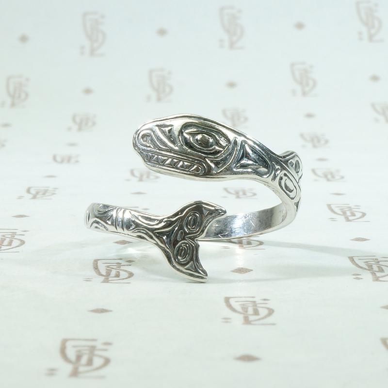 Killer Whale Engraved Sterling Silver Ring