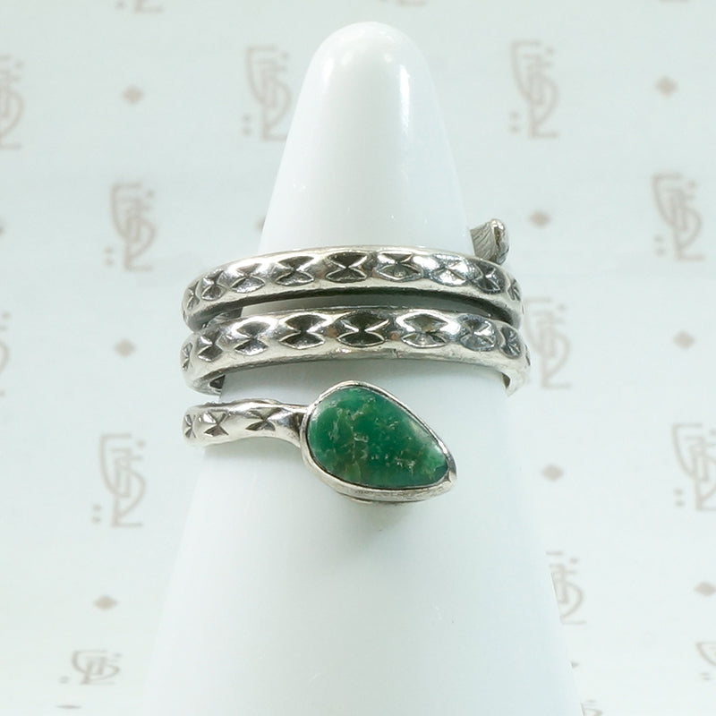 Powerful Rattlesnake Ring in Silver & Turquoise