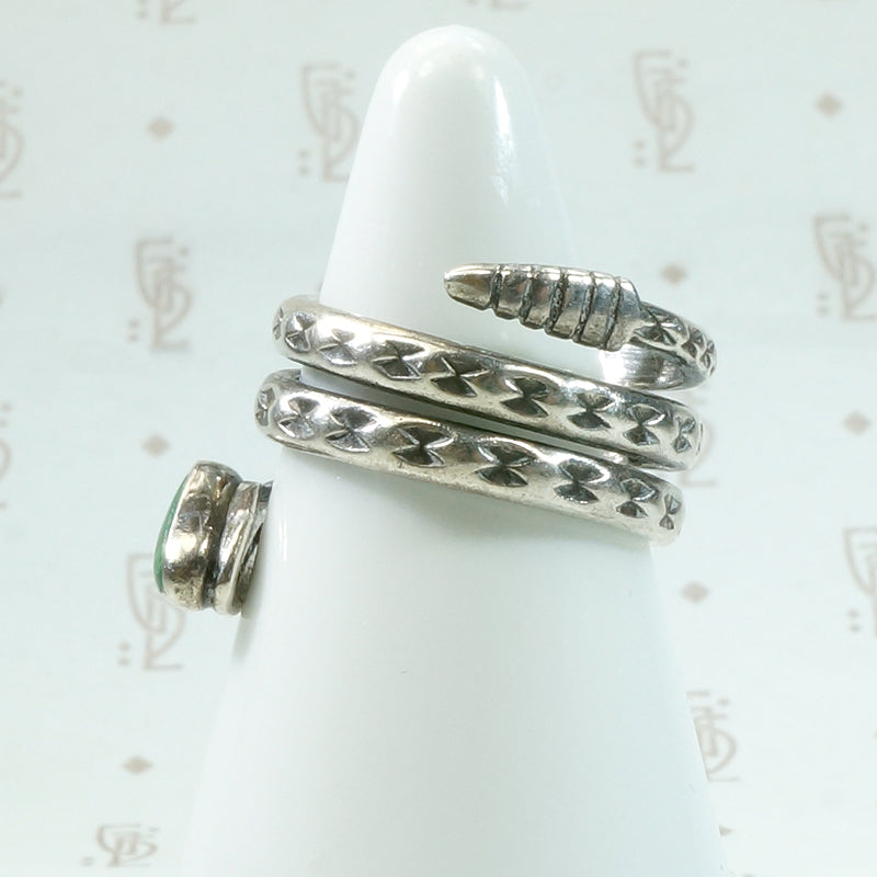 Powerful Rattlesnake Ring in Silver & Turquoise