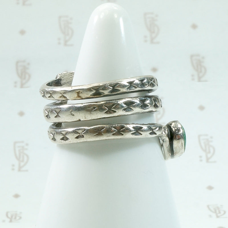 Powerful Rattlesnake Ring in Silver & Turquoise