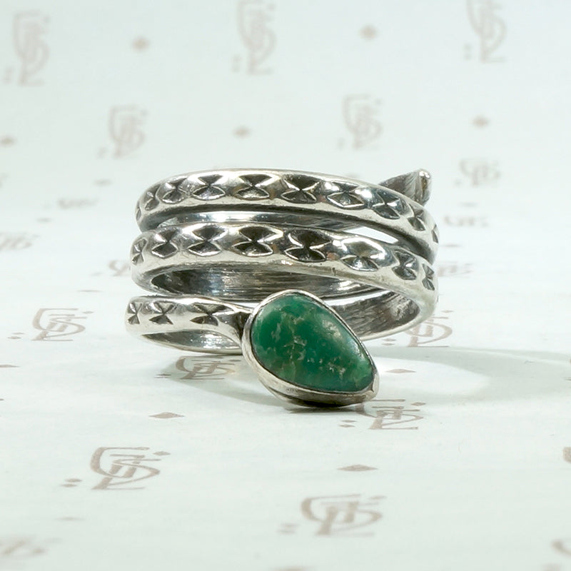 Powerful Rattlesnake Ring in Silver & Turquoise