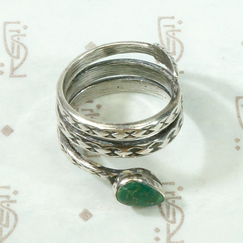 Powerful Rattlesnake Ring in Silver & Turquoise