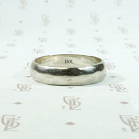 Vintage Hammered White Gold Wedding Band