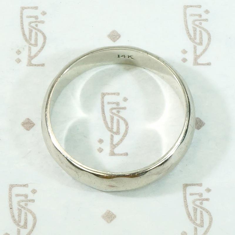 Vintage Hammered White Gold Wedding Band