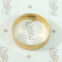 Wide Flat Victorian 18k Gold Wedding Band
