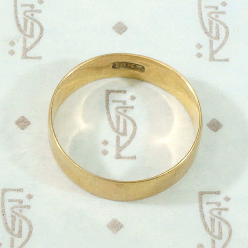 Wide Flat Victorian 18k Gold Wedding Band