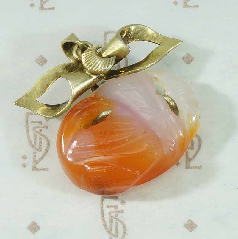 Red Jade Carved Bird Pendant