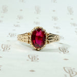 Sparkling Garnet Doublet in Engraved Rosy Gold Ring