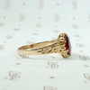 Sparkling Garnet Doublet in Engraved Rosy Gold Ring