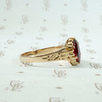 Sparkling Garnet Doublet in Engraved Rosy Gold Ring