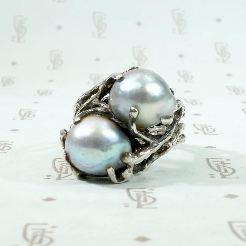 Magical Modernist Grey Pearl & Silver ORB Ring