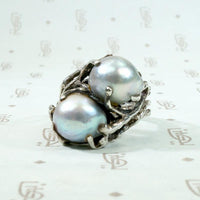 Magical Modernist Grey Pearl & Silver ORB Ring