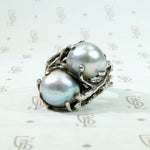 Magical Modernist Grey Pearl & Silver ORB Ring
