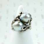 Magical Modernist Grey Pearl & Silver ORB Ring