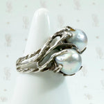 Magical Modernist Grey Pearl & Silver ORB Ring
