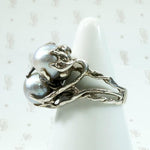 Magical Modernist Grey Pearl & Silver ORB Ring
