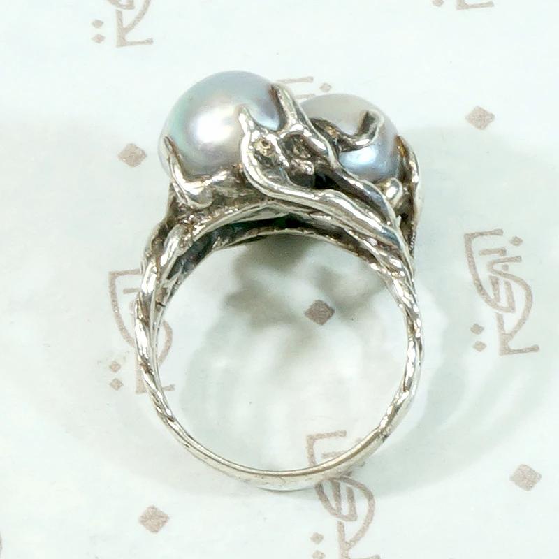 Magical Modernist Grey Pearl & Silver ORB Ring