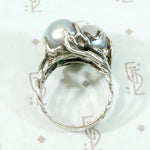 Magical Modernist Grey Pearl & Silver ORB Ring