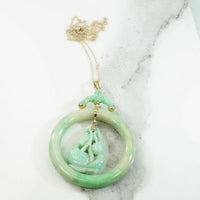 Carved Jade Cherries with Gold Pendant