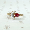 Garnet Doublet & Moonstone Moon Rose Gold Ring