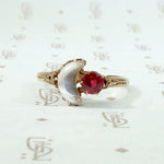 Garnet Doublet & Moonstone Moon Rose Gold Ring