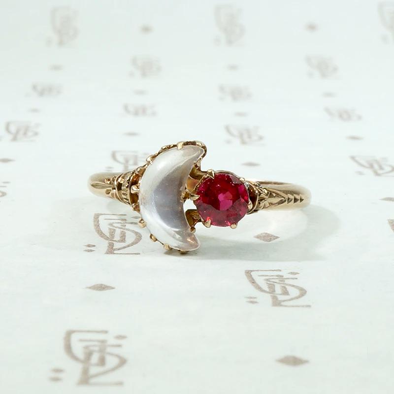 Garnet Doublet & Moonstone Moon Rose Gold Ring