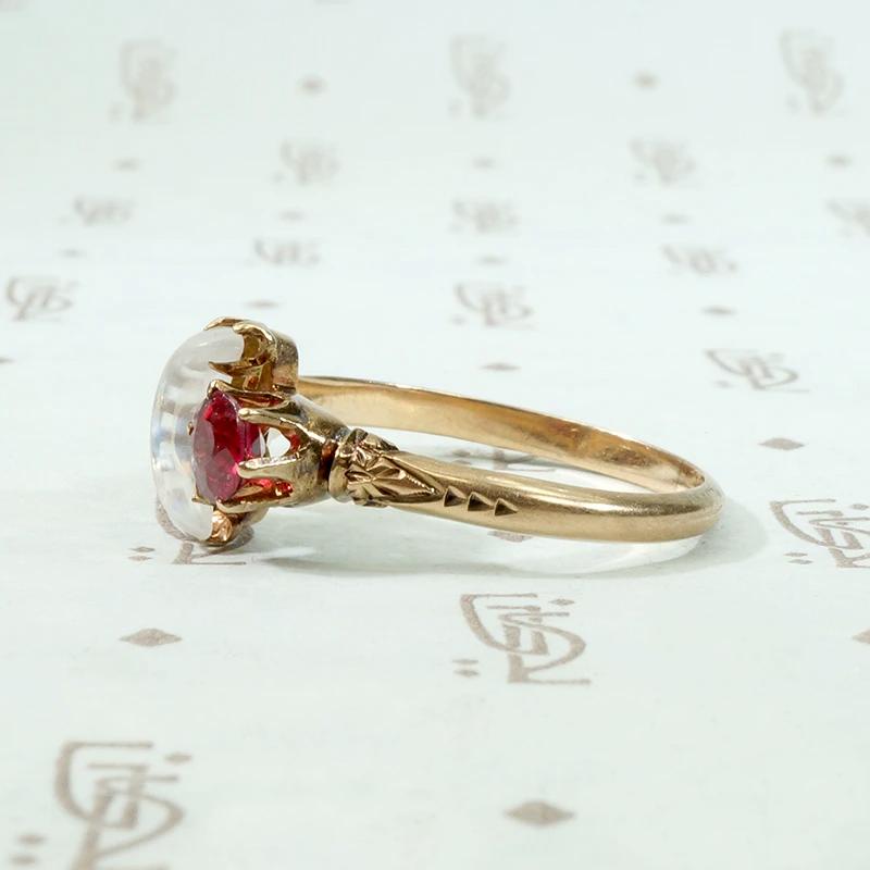 Garnet Doublet & Moonstone Moon Rose Gold Ring