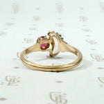 Garnet Doublet & Moonstone Moon Rose Gold Ring