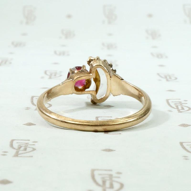 Garnet Doublet & Moonstone Moon Rose Gold Ring