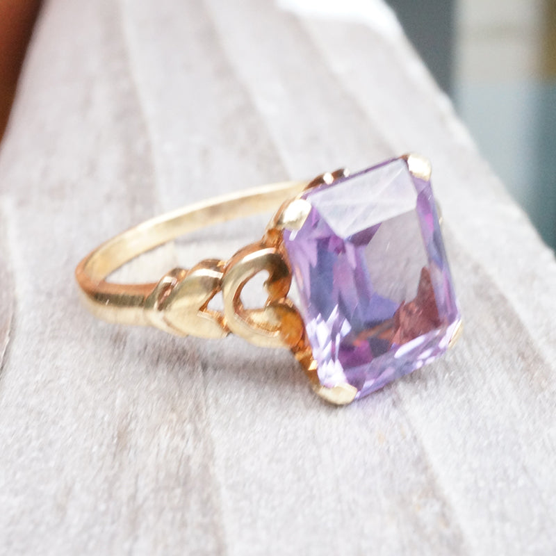 Synthetic Alexandrite Ring in 10k Gold