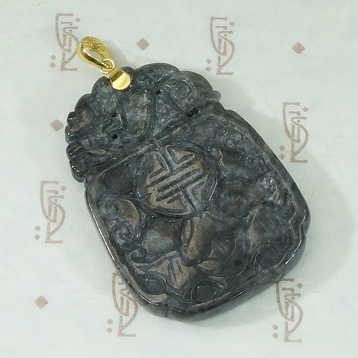 An Auspicious Black Jade Carved Pendant