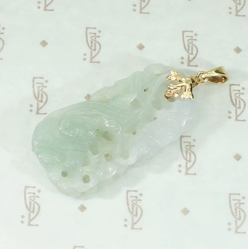 Ethereal Carved Jade Phoenix Pendant