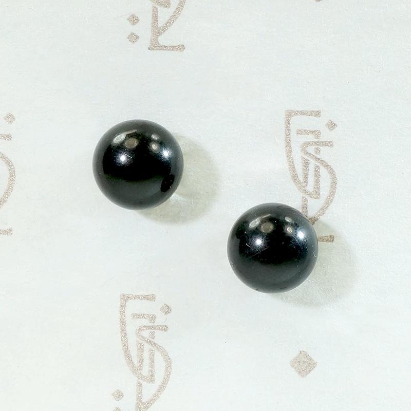 Inky Black Onyx Studs in Gold