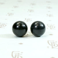 Inky Black Onyx Studs in Gold