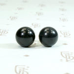 Inky Black Onyx Studs in Gold