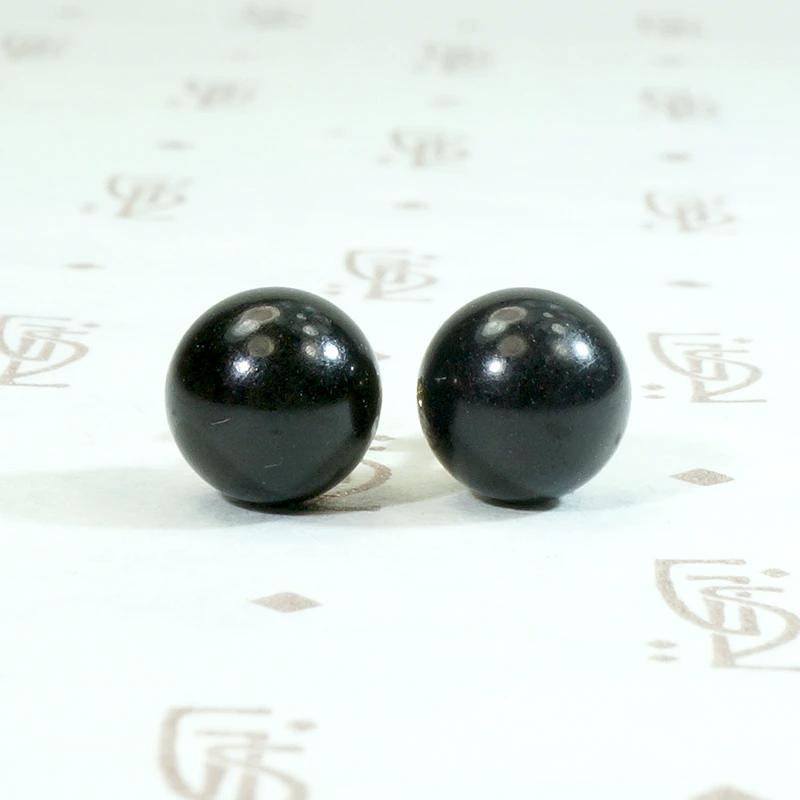 Inky Black Onyx Studs in Gold