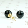 Inky Black Onyx Studs in Gold