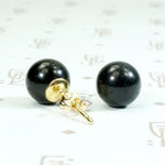 Inky Black Onyx Studs in Gold