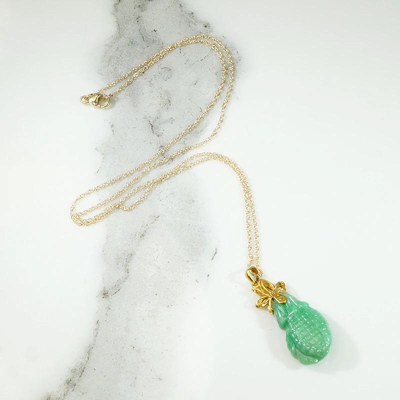 Lychee Fruit Jade Pendant with 22k Detail