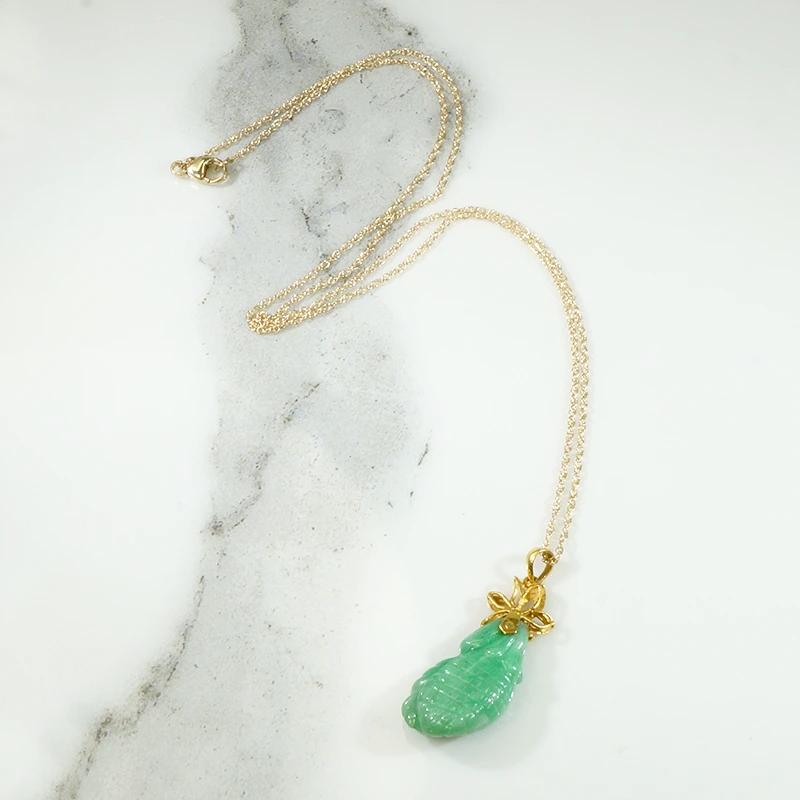 Lychee Fruit Jade Pendant with 22k Detail