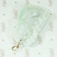 Monkey and Bat Carved Green Jade Pendant