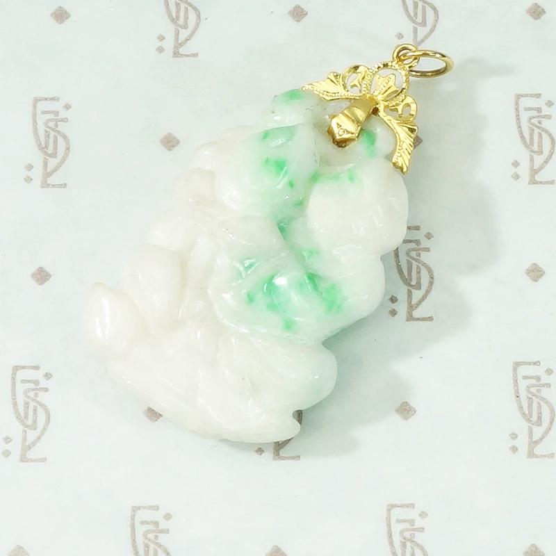 Beautifully Carved White and Apple Green Jade