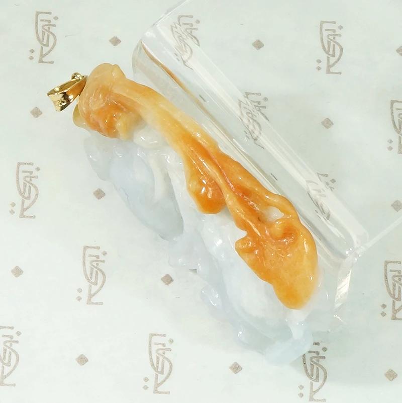 Dragon and Persimmons Carved Jade Pendant