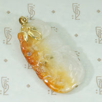 Peaches Antique Carved Jade Pendant