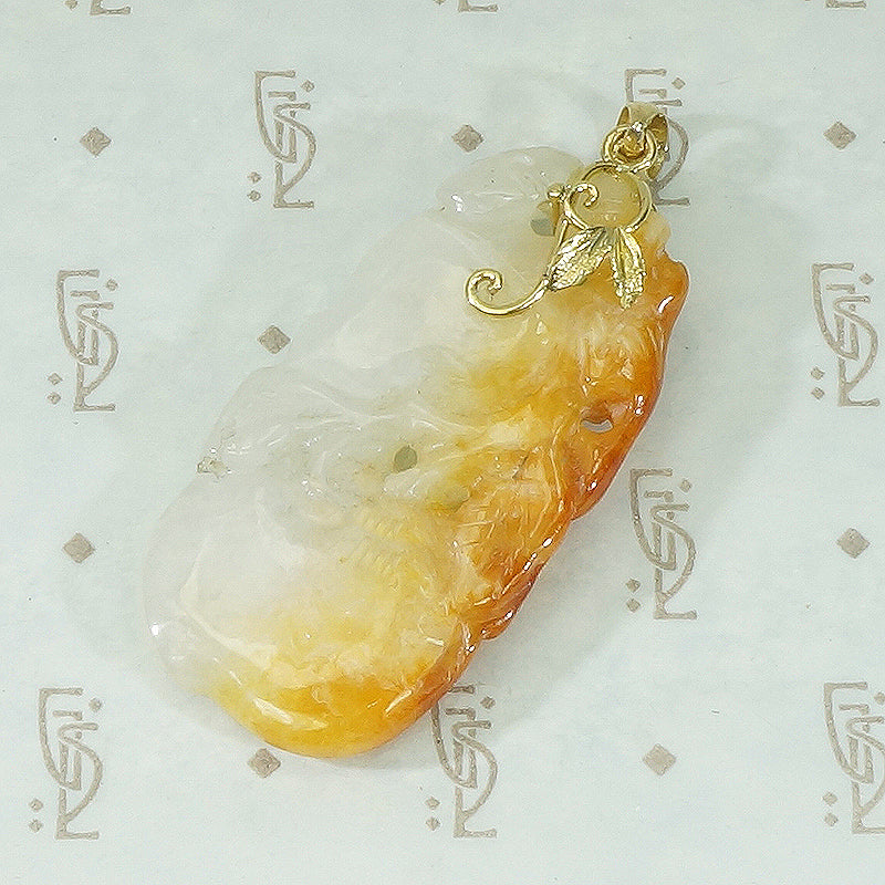 Peaches Antique Carved Jade Pendant