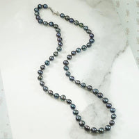 Decadent Princess Length Black Pearl Necklace